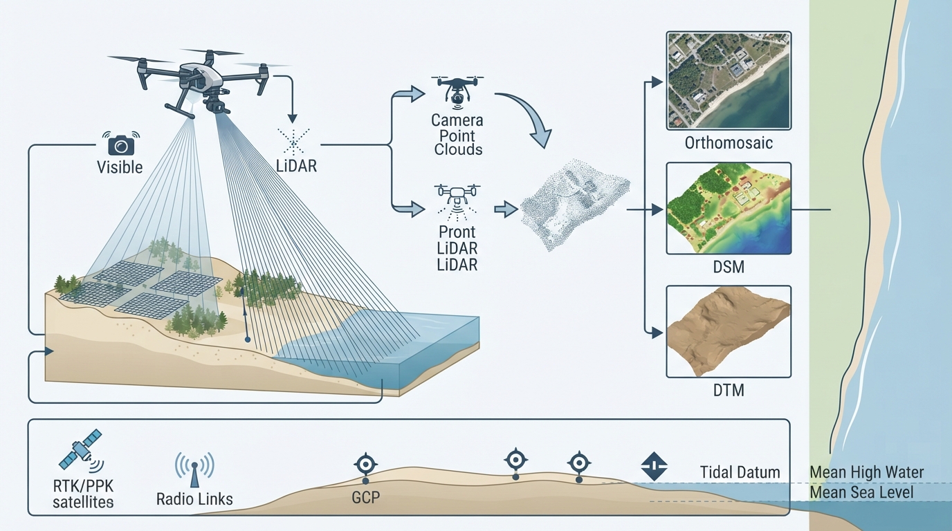 UAV Photogrammetry and LiDAR for Coastal Mapping